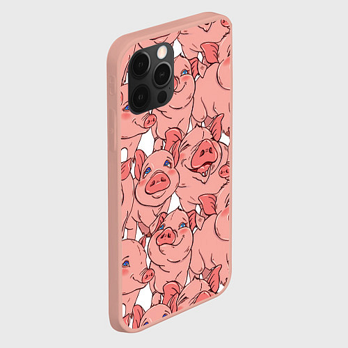 Чехол iPhone 12 Pro Max Свиньи / 3D-Светло-розовый – фото 2