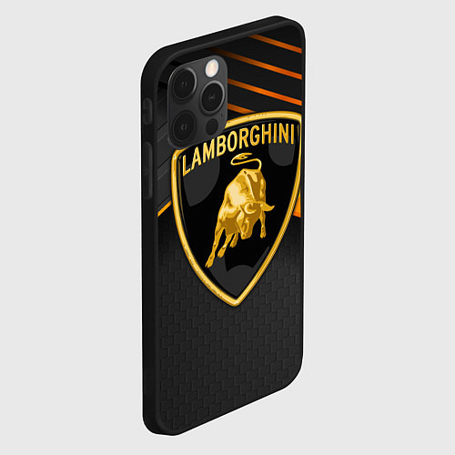 Чехол iPhone 12 Pro Max Lamborghini / 3D-Черный – фото 2