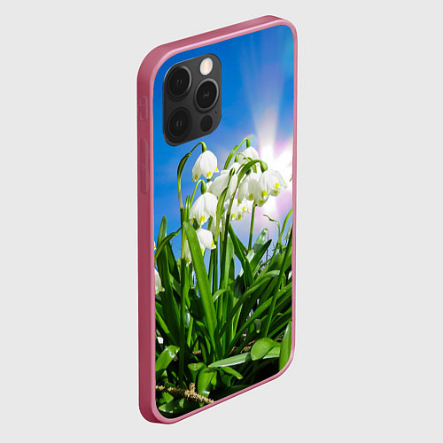 Чехол iPhone 12 Pro Max Подснежники / 3D-Малиновый – фото 2
