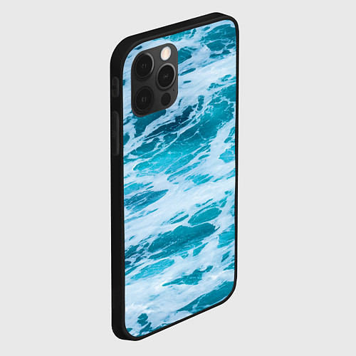 Чехол iPhone 12 Pro Max Вода волны пена море / 3D-Черный – фото 2