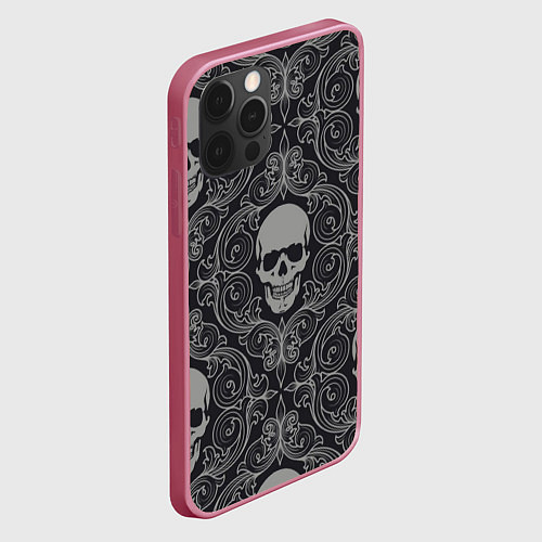 Чехол iPhone 12 Pro Max Skulls / 3D-Малиновый – фото 2