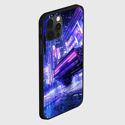 Чехол iPhone 12 Pro Max Cyberpunk city / 3D-Черный – фото 2