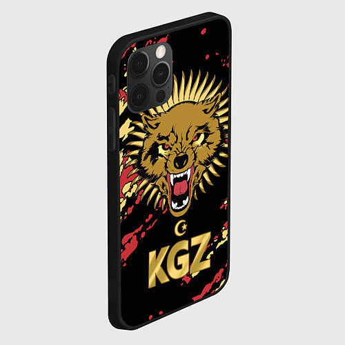 Чехол iPhone 12 Pro Max Киргизия - агрессивный волк / 3D-Черный – фото 2