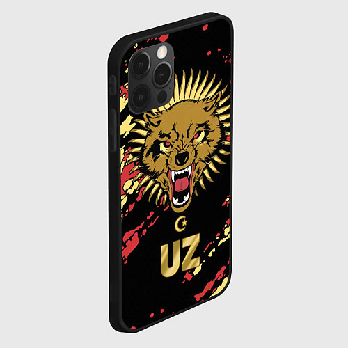 Чехол iPhone 12 Pro Max Узбекистан - агрессивный волк / 3D-Черный – фото 2
