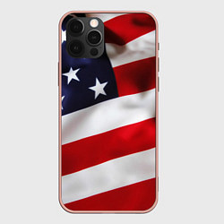Чехол для iPhone 12 Pro Max США USA, цвет: 3D-светло-розовый