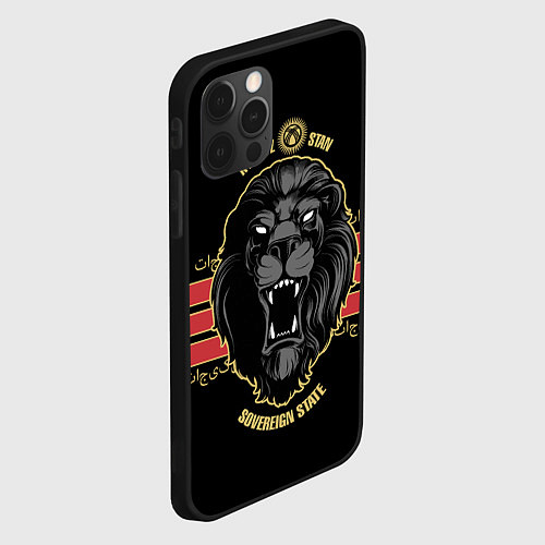 Чехол iPhone 12 Pro Max Кыргызстан - черный лев / 3D-Черный – фото 2