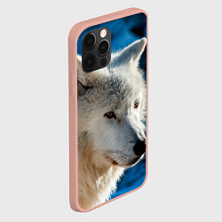 Чехол для iPhone 12 Pro Max Волк на черном фоне, цвет: 3D-светло-розовый — фото 2