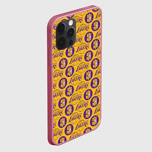 Чехол iPhone 12 Pro Max LA LAKERS / 3D-Малиновый – фото 2