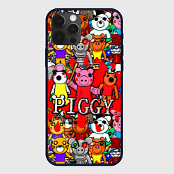 Чехол для iPhone 12 Pro Max ROBLOX PIGGY, цвет: 3D-черный