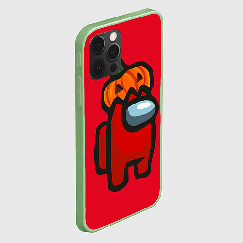 Чехол iPhone 12 Pro Max HALLOWEEN IS AMONG US / 3D-Салатовый – фото 2