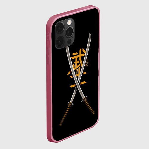 Чехол iPhone 12 Pro Max 2 Katanas / 3D-Малиновый – фото 2