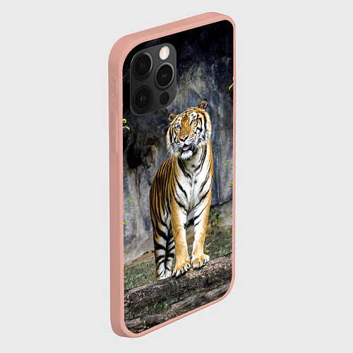 Чехол iPhone 12 Pro Max ТИГР В ЛЕСУ / 3D-Светло-розовый – фото 2