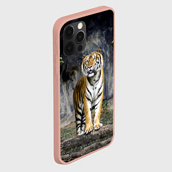 Чехол для iPhone 12 Pro Max ТИГР В ЛЕСУ, цвет: 3D-светло-розовый — фото 2