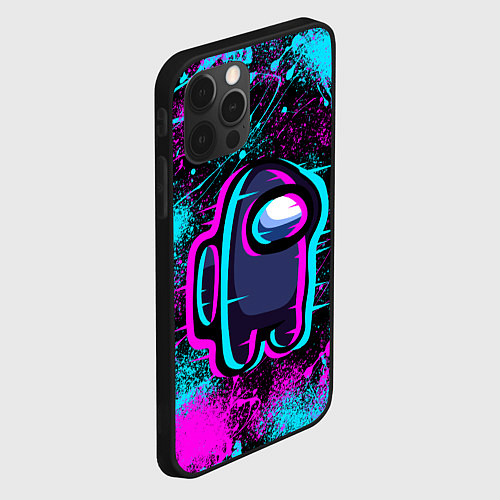 Чехол iPhone 12 Pro Max NEON AMONG US / 3D-Черный – фото 2