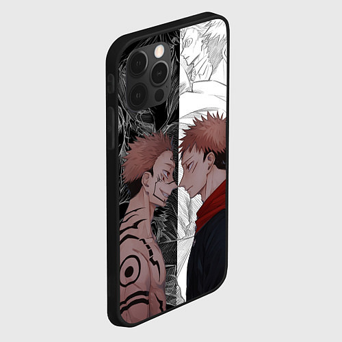Чехол iPhone 12 Pro Max Jujutsu Kaisen Сукуна х Юдзи / 3D-Черный – фото 2