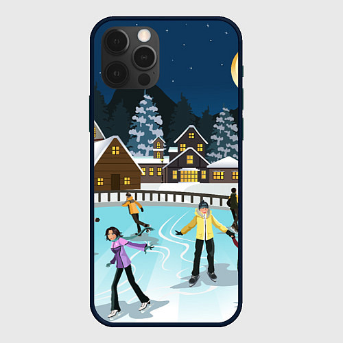 Чехол iPhone 12 Pro Max Рождественский каток / 3D-Черный – фото 1
