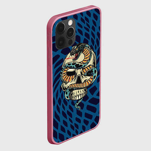 Чехол iPhone 12 Pro Max Snake&Skull / 3D-Малиновый – фото 2