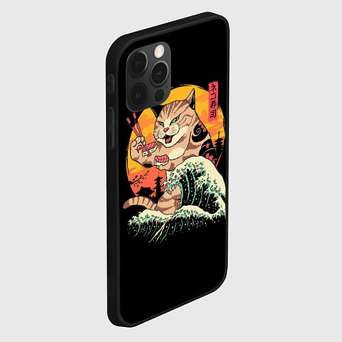 Чехол iPhone 12 Pro Max Японский кот / 3D-Черный – фото 2