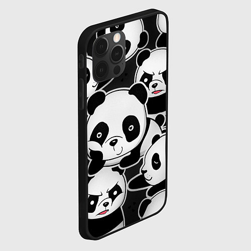 Чехол iPhone 12 Pro Max Смешные панды / 3D-Черный – фото 2