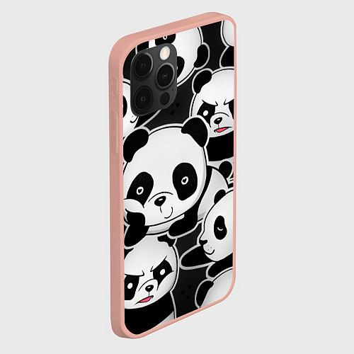 Чехол iPhone 12 Pro Max Смешные панды / 3D-Светло-розовый – фото 2