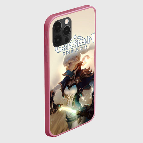 Чехол iPhone 12 Pro Max Genshin Impact / 3D-Малиновый – фото 2