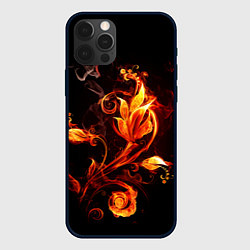 Чехол для iPhone 12 Pro Max Огненный цветок, цвет: 3D-черный