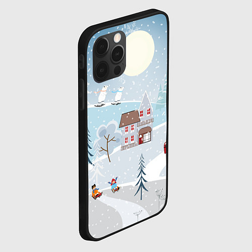 Чехол iPhone 12 Pro Max Зимний дворик / 3D-Черный – фото 2