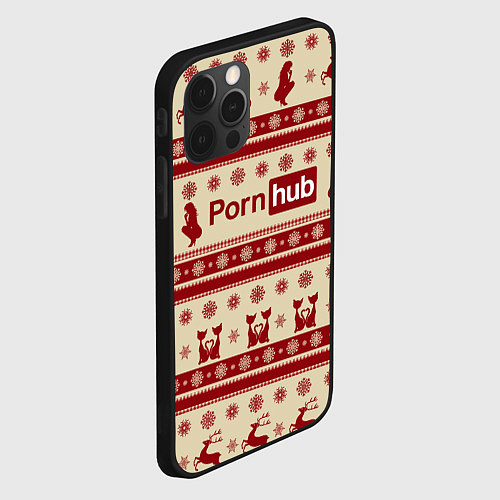 Чехол iPhone 12 Pro Max Pornhub Новый год / 3D-Черный – фото 2