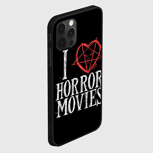 Чехол iPhone 12 Pro Max I Love Horror Movies / 3D-Черный – фото 2