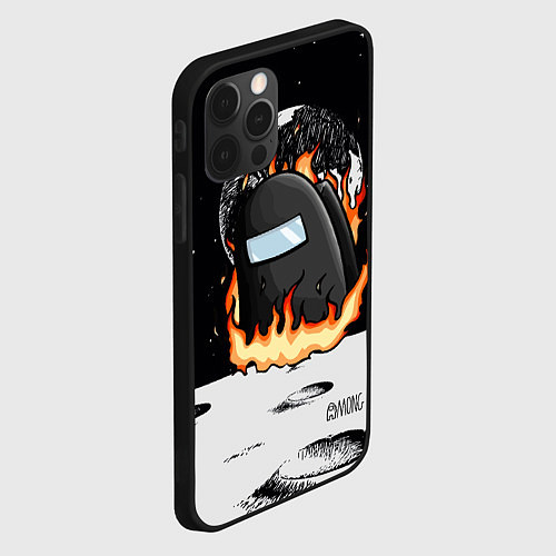 Чехол iPhone 12 Pro Max Among Us fire / 3D-Черный – фото 2