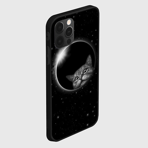 Чехол iPhone 12 Pro Max Кот в Космосе / 3D-Черный – фото 2