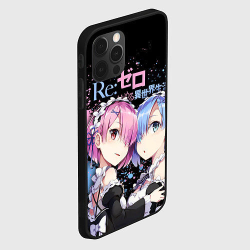 Чехол iPhone 12 Pro Max Re:Zero, Рам и Рем / 3D-Черный – фото 2