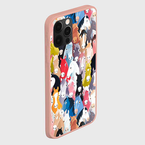 Чехол iPhone 12 Pro Max Цветные лошади / 3D-Светло-розовый – фото 2