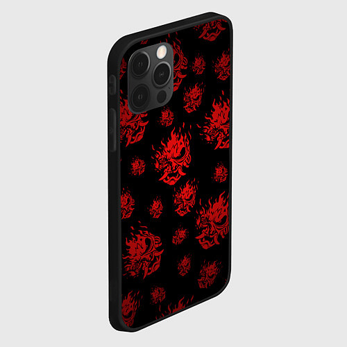 Чехол iPhone 12 Pro Max Samurai pattern - красный / 3D-Черный – фото 2