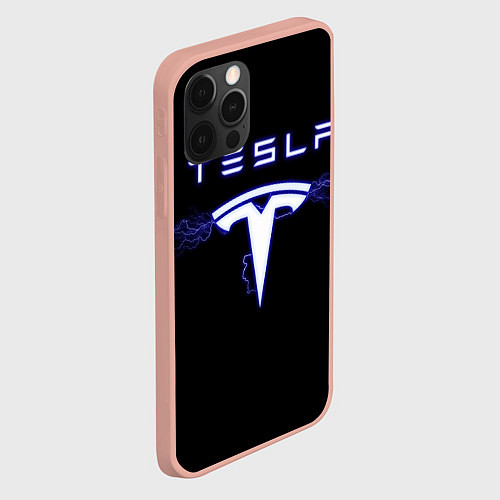 Чехол iPhone 12 Pro Max TESLA / 3D-Светло-розовый – фото 2