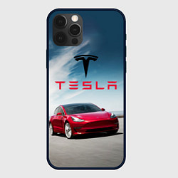 Чехол для iPhone 12 Pro Max Tesla Model 3, цвет: 3D-черный