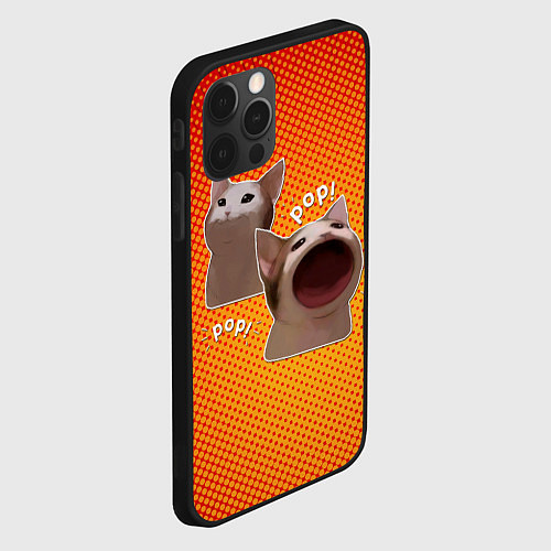 Чехол iPhone 12 Pro Max Cat Pop Мем / 3D-Черный – фото 2