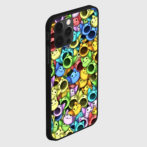 Чехол iPhone 12 Pro Max Цветные Поп Котики / 3D-Черный – фото 2