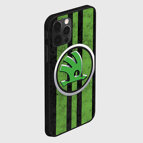 Чехол iPhone 12 Pro Max Skoda Green Logo Z / 3D-Черный – фото 2