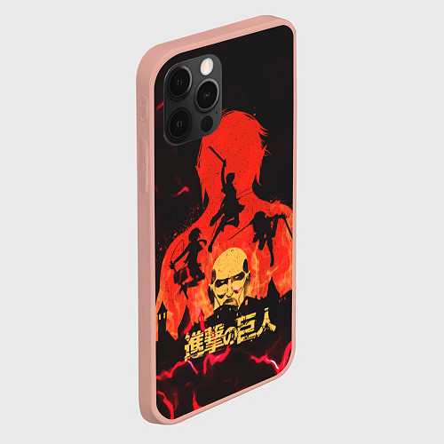 Чехол iPhone 12 Pro Max Attack on titan Атака титан / 3D-Светло-розовый – фото 2