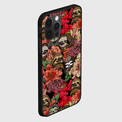 Чехол для iPhone 12 Pro Max Ленивец & Цветочки, цвет: 3D-черный — фото 2