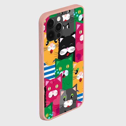 Чехол iPhone 12 Pro Max Удивленные Коты / 3D-Светло-розовый – фото 2