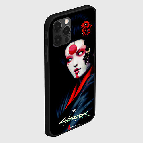 Чехол iPhone 12 Pro Max Cyberpunk 2077 самурай / 3D-Черный – фото 2