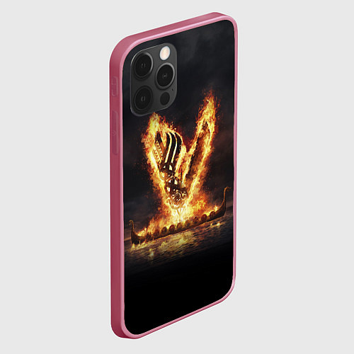 Чехол iPhone 12 Pro Max Викинги Vikings спина Z / 3D-Малиновый – фото 2