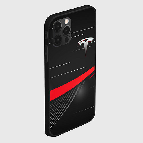 Чехол iPhone 12 Pro Max TESLA ABSTRACT ТЕСЛА СПОРТ / 3D-Черный – фото 2