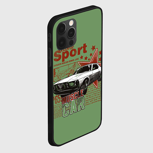 Чехол iPhone 12 Pro Max Muscle car / 3D-Черный – фото 2