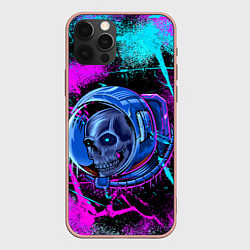 Чехол для iPhone 12 Pro Max Неоновый череп, цвет: 3D-светло-розовый