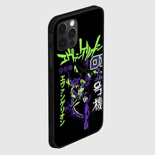 Чехол iPhone 12 Pro Max Евангелион, EVA 01 / 3D-Черный – фото 2
