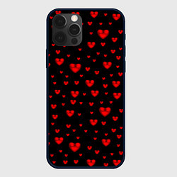Чехол для iPhone 12 Pro Max Красные сердца, цвет: 3D-черный