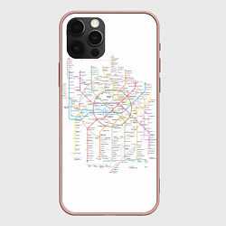 Чехол для iPhone 12 Pro Max Схема метро, МЦК, МЦД 2021, цвет: 3D-светло-розовый